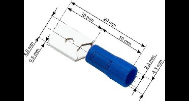 Vlakstekker Plat Blauw - Insteekbreedte 4,8 mm Insteekdikte 0.5 mm - 100 Stuk