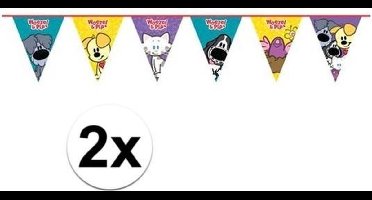 2x Woezel en Pip themafeest vlaggenlijn / slingers - 4 meter - versiering