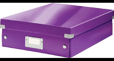 Leitz Wow Click & Store Middelgrote Opbergdoos - 85% Gerecycled Karton - Ruimtebesparende Sorteerdoos met Vakjes - 28.1 x 10 x 37 Cm (BxHxD) - Paars