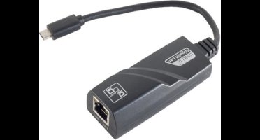 USB-C naar RJ45 Gigabit Ethernet LAN adapter - USB3.0 - CAT6 / zwart - 0,15 meter