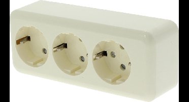 Contactdoos Opbouw 3Voudig Randaarde Langw - Creme