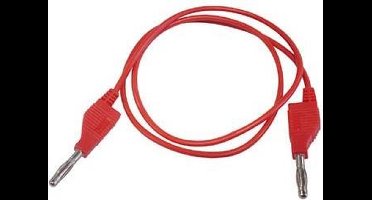 Velleman Meetsnoer, banaanstekker 4 mm, dubbel geïsoleerd, stapelbaar, spuitgegoten, zeer soepel, kabellengte 100 cm, rood, maximaal 30 V/3 A