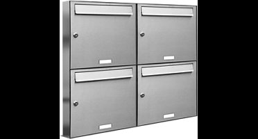 brievenbus 4 personen 2x2 adressen groot RVS