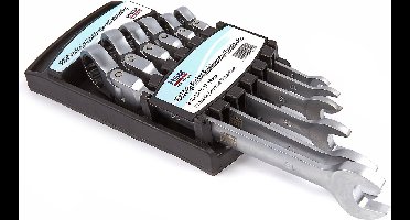 HBM 6 Delige Ring , Ratel , Steeksleutelset met Kantelbare Kop