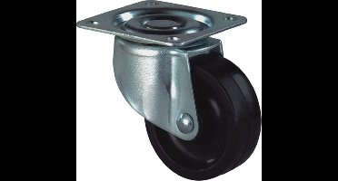 Kelfort Kastzwenkrol/wiel, verzinkt huis, kunststof wiel met glijlager, zwart poly 30mm