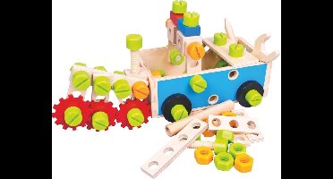 BINO houten gereedschapskist | kleurrijke gereedschapskoffer hout | gereedschapsset | constructieset |  houten bouwset