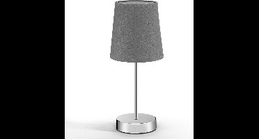 Tafellamp, nachtlamp, grijze kap, metalen voet