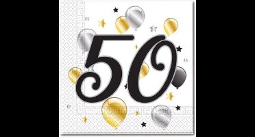 Servetten -50 Jaar - Ballonnen - 33cm 20st
