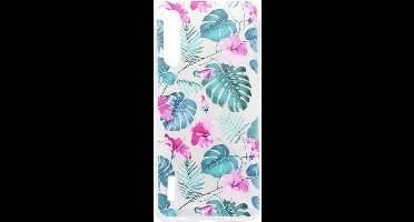 Shop4 - Xiaomi Mi A3 Hoesje - Zachte Back Case Bloemen en Palmbladeren