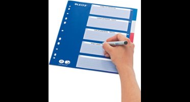 LEITZ kunststof tabbladen, blanco, A4, 10-delig, gekleurd