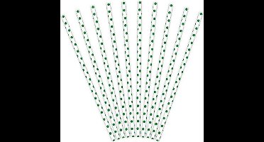 Partydeco - Rietjes Polka Dots Wit/Groen (10 stuks)