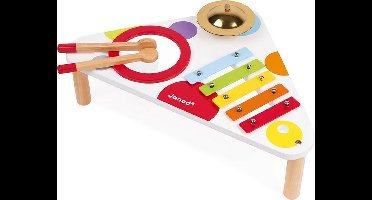 Janod Confetti - Muziektafel - Voor Kleine Muzikanten! - 3 Instrumenten Inbegrepen - Op 3 Poten Voor Meer Stabiliteit - Geschikt Vanaf 1 Jaar