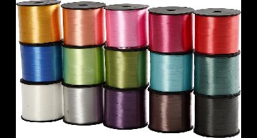 Sierlint cadeau lint multicolor 15 stuks - creatief knutselmateriaal.