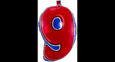 Folat Folie Ballon Cijfer 9 Multicolor 56 cm