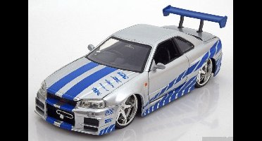 Jada Toys - Fast & Furious 2002 Brians Nissan Skyline GT-R - Zilver - Speelgoedvoertuig