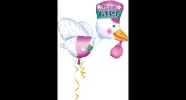 Qualatex - Folieballon Ooievaar Meisje