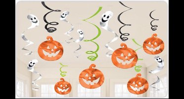 12 pompoenen en spoken hangdecoratie - Feestdecoratievoorwerp