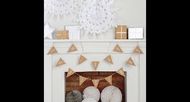 Ginger Ray - Vlaggenlijn Merry Christmas Zilveren Letters (2,5 meter)