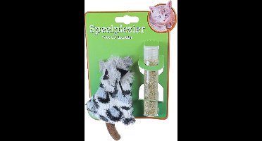 Kattenspeelgoed muis grijs met catnip vulbaar 15 cm