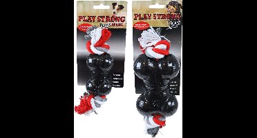 Play Strong rubber mini bot met floss 9 cm zwart