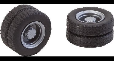 Faller - 2 complete wielen (tweelingsbanden) banden en velgen voor vrachtwagen - modelbouwsets, hobbybouwspeelgoed voor kinderen, modelverf en accessoires