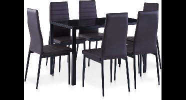 vidaXL - 7-delige - Eethoek - bruin