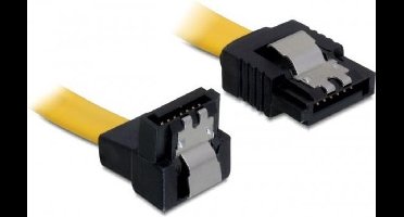 SATA datakabel - recht / haaks naar beneden - plat - SATA600 - 6 Gbit/s / geel - 0,10 meter