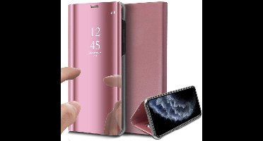 Hoesje geschikt voor iPhone 11 pro max - spiegel book case cover roségoud