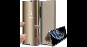 Hoesje geschikt voor iPhone 11 pro max - spiegel book case cover goud
