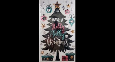 Peha Raamsticker Kerstboom 47,5 X 24,5 Cm Foam Zwart/blauw/roze