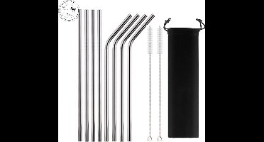 RVS rietjes - Herbruikbare rietjes - Duurzaam - Rietjesset - 8stuks - Incl borsteltjes