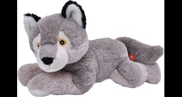 Wild Republic Pluche wolf - knuffel wolf - Eco-kins - 30 cm - wilde dieren knuffelwolf