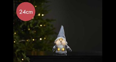 Verlichte grijze kerstman - 24cm