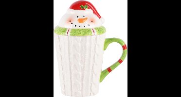 Mok kerst sneeuwman met deksel