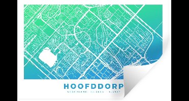 Muurstickers - Sticker Folie - Stadskaart - Hoofddorp - Groen - Blauw - 30x20 cm - Plakfolie - Muurstickers Kinderkamer - Zelfklevend Behang - Plattegrond - Zelfklevend behangpapier - Stickerfolie