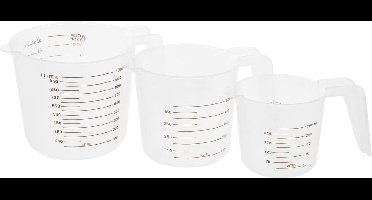 Alpina Transparante kunststof maatbekers set - 250 ml, 500 ml, 1 liter - 3-delig