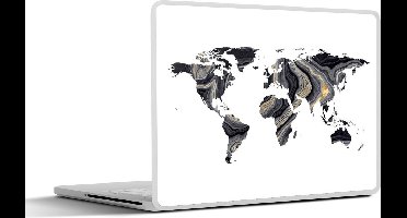 Laptop sticker - 12.3 inch - Wereldkaart - Goud - Lijn - 30x22cm - Laptopstickers - Laptop skin - Cover