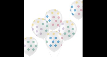Folat - Ballonnen Pastel 'Stippen' Meerkleurig 33 cm - 6 stuks