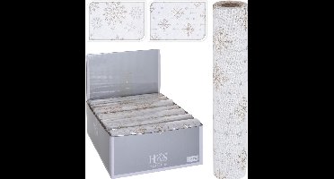 Loper tafel Kerst wit met goud - 28 x 270 cm - Tafelloper - Kerstmis -lengte 270 x breedte 28 x hoogte 0,1 cm