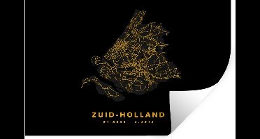Muurstickers - Sticker Folie - Zuid-Holland - Nederland - Kaart - Gold - 30x20 cm - Plakfolie - Muurstickers Kinderkamer - Zelfklevend Behang - Zelfklevend behangpapier - Stickerfolie