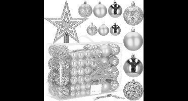 Springos Kerstballen | Kerstversiering | Onbreekbaar | 100 Stuks | Zilver Tinten