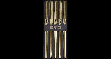 Tokyo Design Studio – Eetstokjes Giftbox – RVS – Goud – 5 stuks