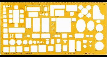 Aristo architecten meubelsjabloon - schaal 1:50 - met inktnoppen - oranje transparant - AR-5063