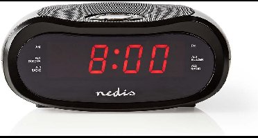 Nedis Wekkerradio - LED - AM / FM - Snoozefunctie - Slaaptimer - Aantal alarmen: 2 - Zwart