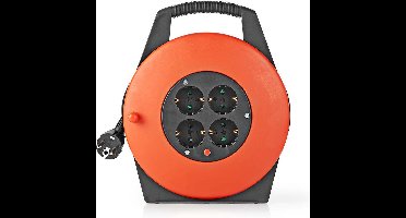 Nedis Stroomhaspel - Randaarde stekker - 10.0 m - 3200 W - 16 A - Soort aarding: Zijcontacten - 230 V AC 50/60 Hz - Hoek van stopcontact: 90 ° - H05VV-F 3G 1,5 mm² - Zekering: Ja - Oranje / Zwart