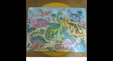 Puzzel dino met houten stukken