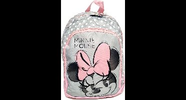 MINNIE MOUSE Stippen Polka Dots Rugzak Rugtas School Tas 5-10 Jaar Grijs Roze