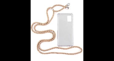 Shop4 - Geschikt voor Samsung Galaxy A41 Hoesje - Zachte Back Case met Koord Beige