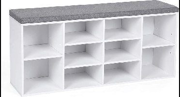 Schoenenkast met Zitvlak - Wit/ Grijs