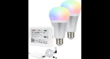 Milight starterspakket 1: 2x E27 RGBWW Wifi lamp met Wifi module Ibox2